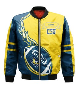 Coppin State Eagles Bomber Jacket Flame Ball - NCAA