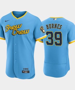Corbin Burnes 39 2022-23 City Connect Milwaukee Brewers Jersey - Powder Blue