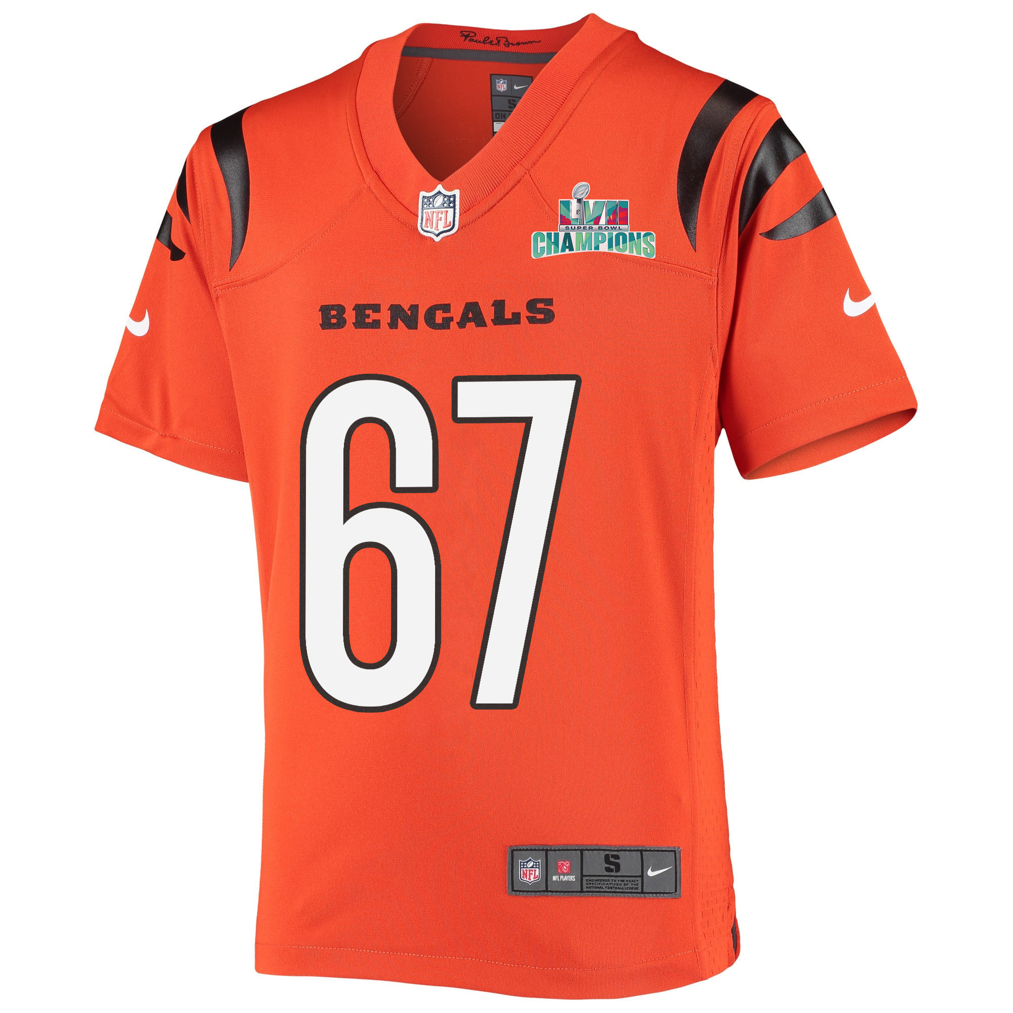 Cordell Volson 67 Cincinnati Bengals Super Bowl LVII Champions Youth Alternate Game Jersey - Black