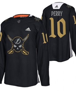 Corey Perry Lightning 2022 Pirate-themed Warmup Black Gasparilla inspired Jersey 10 Jersey