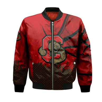 Cornell Big Red Bomber Jacket Basketball Net Grunge Pattern- NCAA