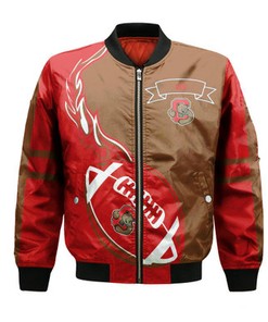 Cornell Big Red Bomber Jacket Flame Ball - NCAA