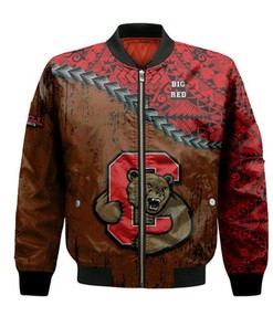 Cornell Big Red Bomber Jacket Grunge Polynesian Tattoo- NCAA