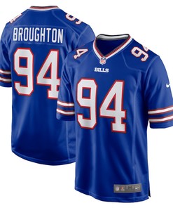 Cortez Broughton 94 Buffalo Bills Home Game Player Jersey - Royal