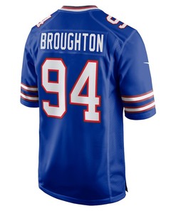 Cortez Broughton 94 Buffalo Bills Home Game Player Jersey - Royal