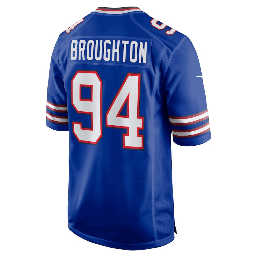 Cortez Broughton 94 Buffalo Bills Home Game Player Jersey - Royal