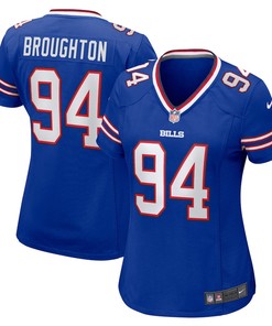 Cortez Broughton 94 Buffalo Bills Women's Home Game Player Jersey - Royal