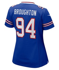 Cortez Broughton 94 Buffalo Bills Women's Home Game Player Jersey - Royal
