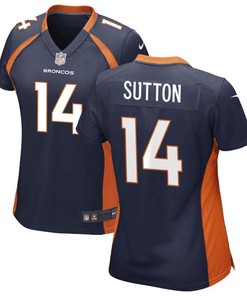 Courtland Sutton 14 Denver Broncos Women's Home Game Jersey - Navy