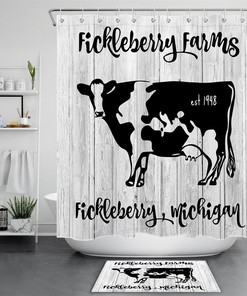 Cow Farm Animal Wood Plank Shower Curtain - Rustic Bathroom Decor