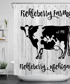 Cow Farm Animal Wood Plank Shower Curtain - Rustic Bathroom Decor