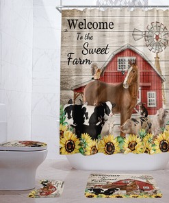 Cow Horse Ranch Animal Print Shower Curtain for Bathroom Decorations