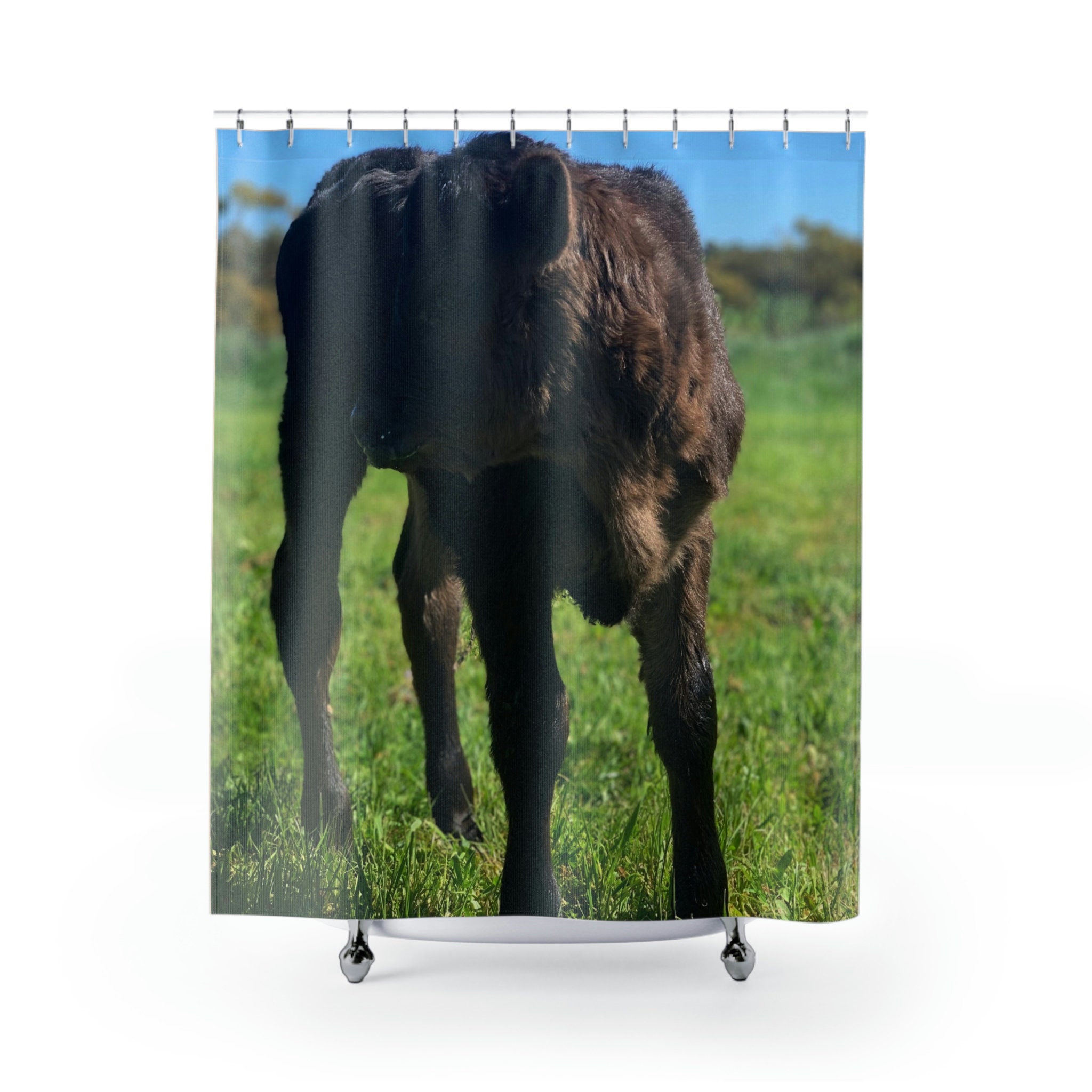 Cow Shower Curtain Farm Animal Bath Curtain for Rustic Bathroom Decor