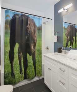 Cow Shower Curtain - Farm Animal Bath Curtain for Rustic Bathroom Decor