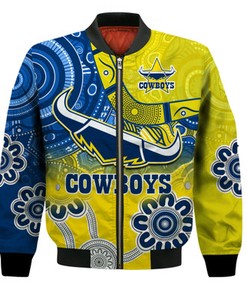 Cowboys Rugby Bomber Jacket Aboriginal Boomerang Go Premiers North Queensland LT13