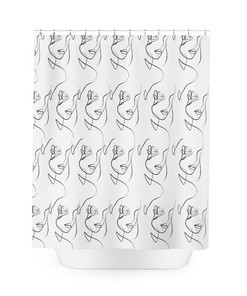Creative Abstract Mid Century Woman Geometric Line Art Shower Curtain for Contemporary Bathroom Decor