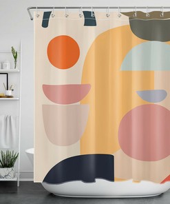 Creative Brown Geometric Shower Curtain for Modern Bathroom Decor