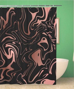 Creative Ink Marble Abstract Faux Rose Gold Shower Curtain - Elegant Bathroom Decor