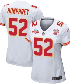 Creed Humphrey 52 Kansas City Chiefs Super Bowl LVII Champions 3 Stars Women Game Jersey - White