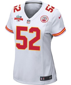 Creed Humphrey 52 Kansas City Chiefs Super Bowl LVII Champions 3 Stars Women Game Jersey - White