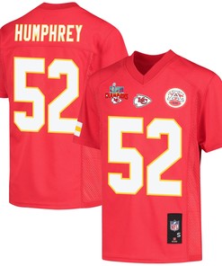 Creed Humphrey 52 Kansas City Chiefs Super Bowl LVII Champions 3 Stars Youth Game Jersey - Red