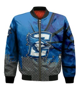 Creighton Bluejays Bomber Jacket Basketball Net Grunge Pattern- NCAA