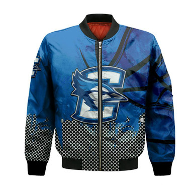 Creighton Bluejays Bomber Jacket Basketball Net Grunge Pattern- NCAA