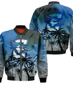 Creighton Bluejays Bomber Jacket Coconut Tree Tropical Grunge - NCAA