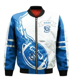 Creighton Bluejays Bomber Jacket Flame Ball - NCAA