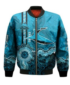 Cronulla-Sutherland Sharks Aboriginal Bomber Jacket Rugby Indigenous Kangaroo Tracks - NRL