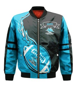 Cronulla-Sutherland Sharks Bomber Jacket Flame Ball - NRL