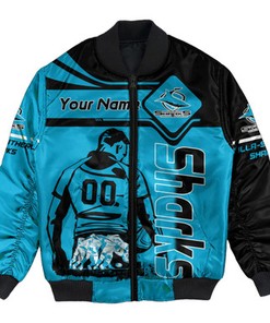Cronulla-Sutherland Sharks Bomber Jacket Personalized Pentagon Style- NRL