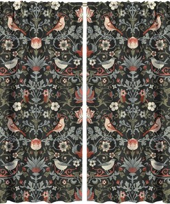 Curtain with Retro Original Design Rod Pocket Print and Bohemia William Morris Pattern Home Decor
