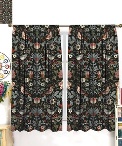Curtain with Retro Original Design Rod Pocket Print and Bohemia William Morris Pattern Home Decor
