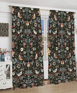 Curtain with Retro Original Design Rod Pocket Print and Bohemia William Morris Pattern Home Decor