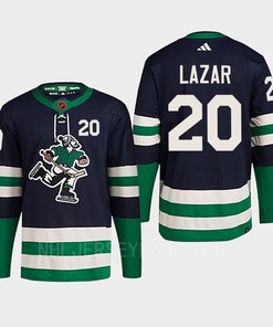 Curtis Lazar 20 Reverse Retro 2.0 2022 Vancouver Canucks Navy Jersey Primegreen