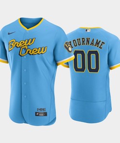 Custom 00 2022-23 City Connect Milwaukee Brewers Jersey - Powder Blue