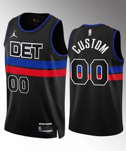 Custom 00 2022-23 Detroit Pistons Black Statement Edition Jersey Swingman