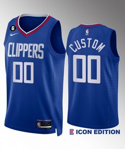 Custom 00 2022-23 LA Clippers Royal Icon Edition Jersey NO.6 Patch