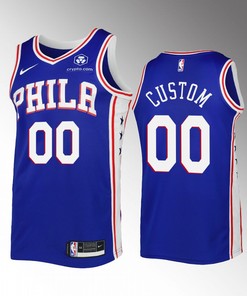 Custom 00 2022-23 Philadelphia 76ers Royal Icon Edition Jersey Swingman