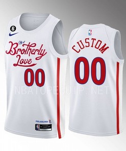 Custom 00 2022-23 Philadelphia 76ers White City Edition Men Jersey Swingman