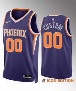 Custom 00 2022-23 Phoenix Suns Purple Icon Edition Jersey Swingman