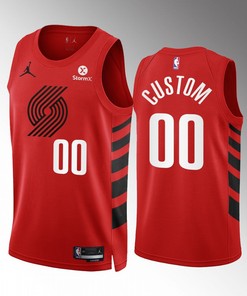 Custom 00 2022-23 Portland Trail Blazers Red Statement Edition Jersey Swingman