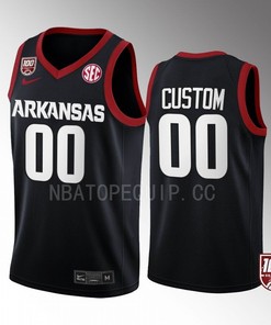 Custom 00 Arkansas Razorbacks Black Jersey 2022-23 100 Season College Basketball