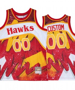 Custom 00 Atlanta Hawks Hyper Hoop Red Jersey Throwback 80s