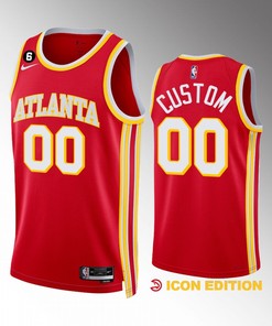 Custom 00 Atlanta Hawks Icon Edition Red Jersey 2022-23 Swingman
