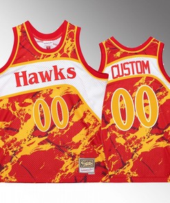 Custom 00 Atlanta Hawks Marble Swingman Red Hardwood Classics Jersey
