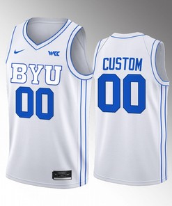 Custom 00 BYU Cougars White Jersey 2022-23 College Basketball