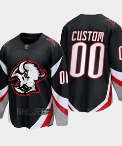 Custom 00 Buffalo Sabres 2022-23 Goathead Third Premier Breakaway Player Black Jersey