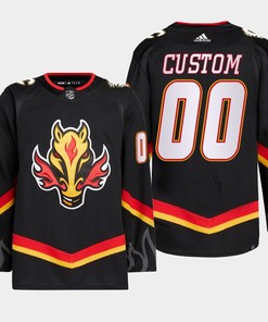 Custom 00 Calgary Flames Black Jersey 2022-23 Blasty Alternate Primegreen